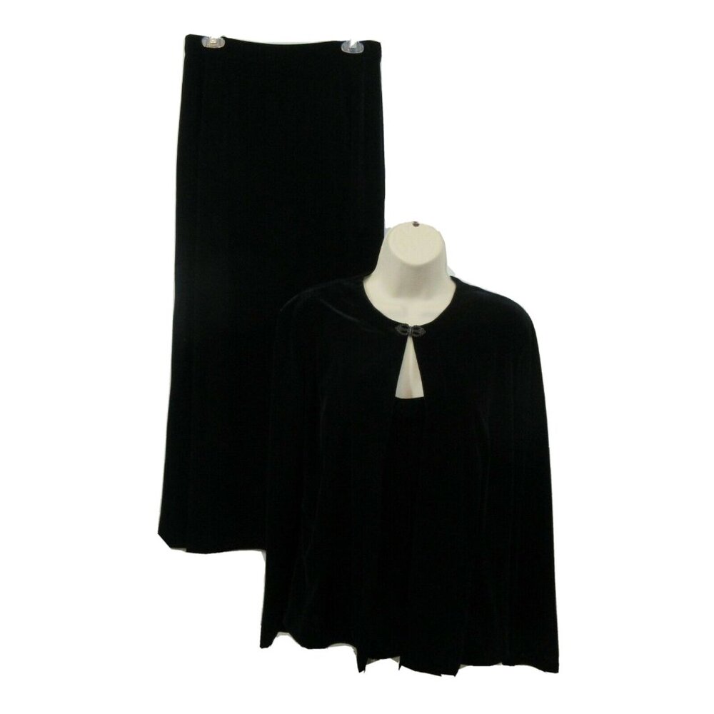 Karen Kane Evening Dressy 3pc Black Velvet Jacket/Blazer Skirt Cami Set Size Med